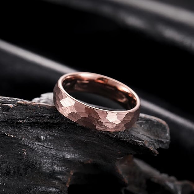 Sotiya Tungsten Coffee Plated Brown Hammered Design Men's Wedding Ring-Sotiya