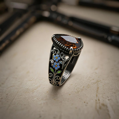 Sotiya Vintage Filigree Pear Cut Coffee Engagement Ring Sterling Silver-Sotiya