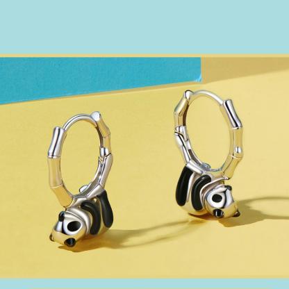 Sotiya Cute Panda Hoop Earrings Sterling Silver-Sotiya