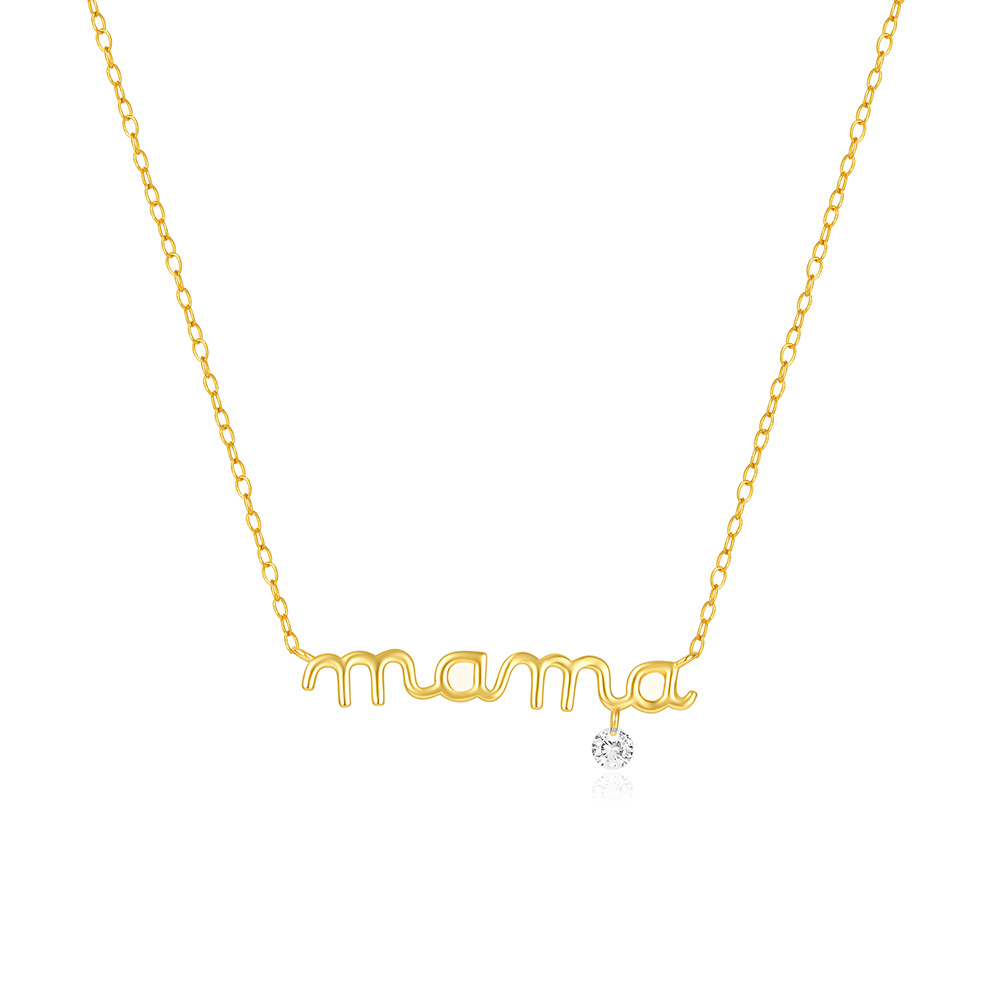 Sotiya Polished Letter Mama Necklace Sterling Silver-Sotiya