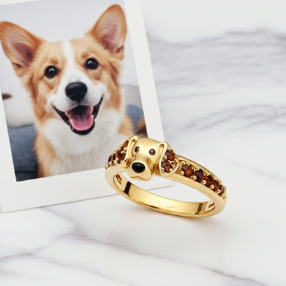 Sotiya Dachshund Coffee Cocktail Ring-Sotiya