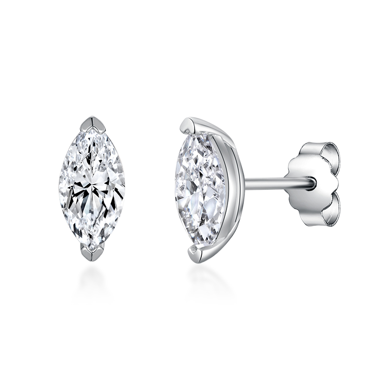 Sotiya Solitaire Marquise Cut Moissanite Stud Earrings Sterling Silver-Sotiya