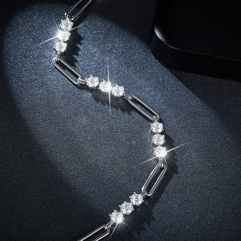 Sotiya Scattered Design Round Cut Moissanite Tennis Bracelet Sterling Silver-Sotiya