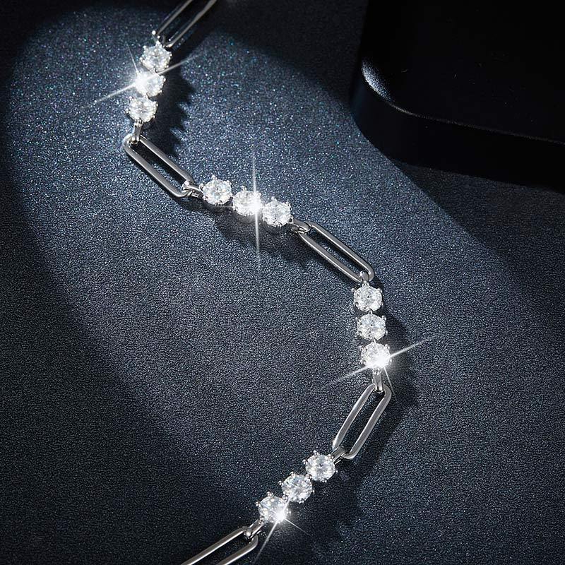 Sotiya Scattered Design Round Cut Moissanite Tennis Bracelet Sterling Silver-Sotiya