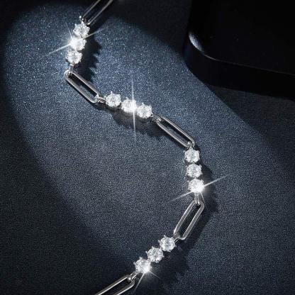 Sotiya Scattered Design Round Cut Moissanite Tennis Bracelet Sterling Silver-Sotiya