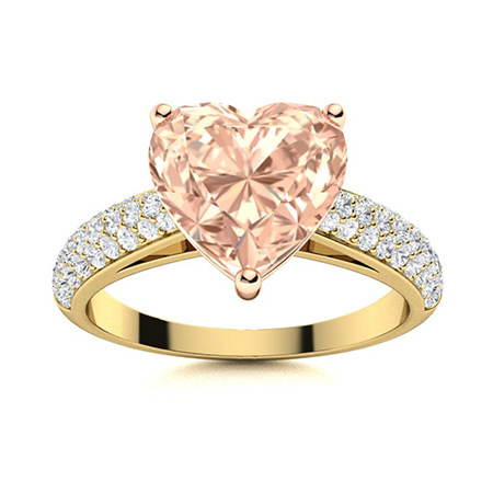 Sotiya Curved Pave Heart-Cut Morganite Engagement Ring in Sterling Silver-Sotiya