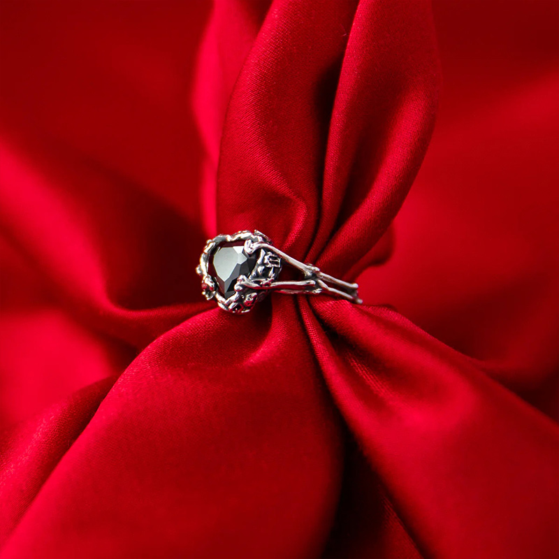 Sotiya Best Buds Skull Heart Cut Cocktail Ring Sterling Silver-Sotiya