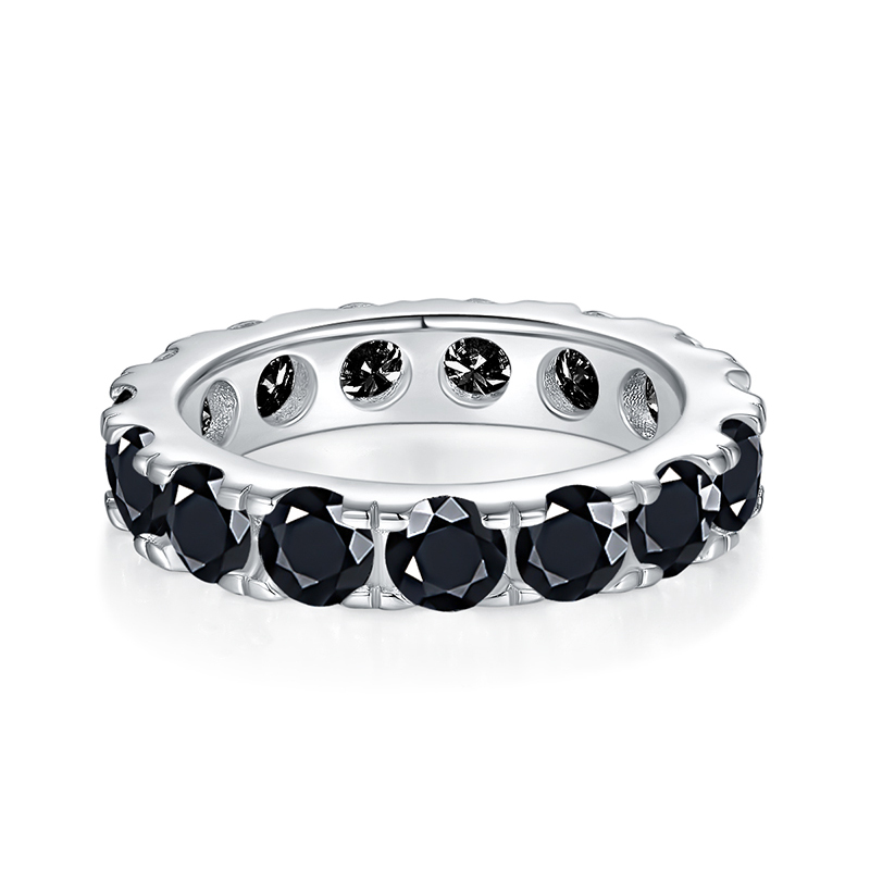 Sotiya Simple Round Cut Moissanite Eternity Ring Sterling Silver-Sotiya