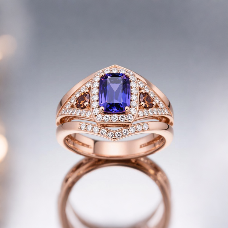 Sotiya Halo Cushion Cut Coffee Engagement Ring Sterling Silver-Sotiya