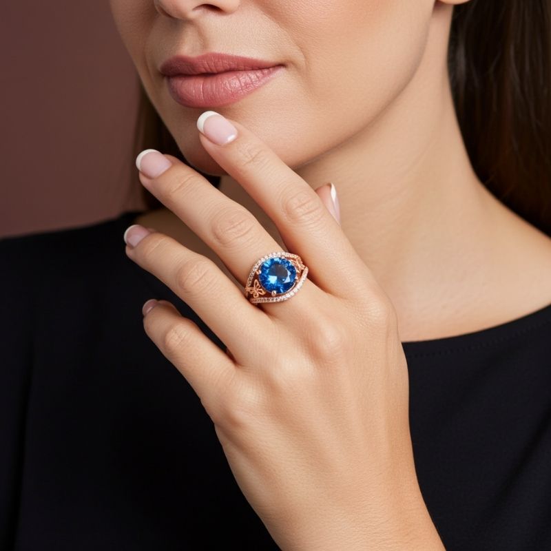 Sotiya Butterfly Round Cut Coffee Engagement Ring Sterling Silver-Sotiya