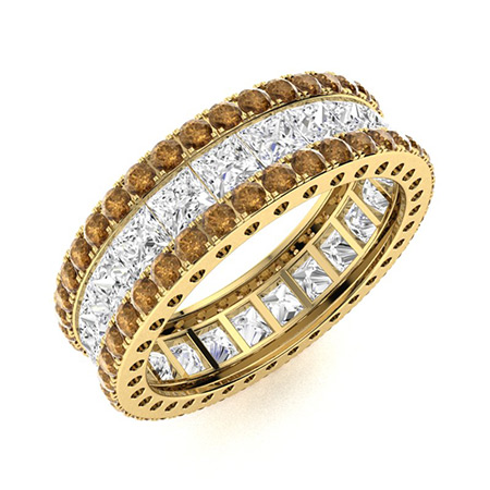 Sotiya Princess Cut Coffee Eternity Ring Sterling Silver-Sotiya