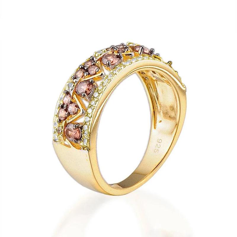 Sotiya Two Tone Round Cut Coffee Women's Wedding Ring Sterling Silver