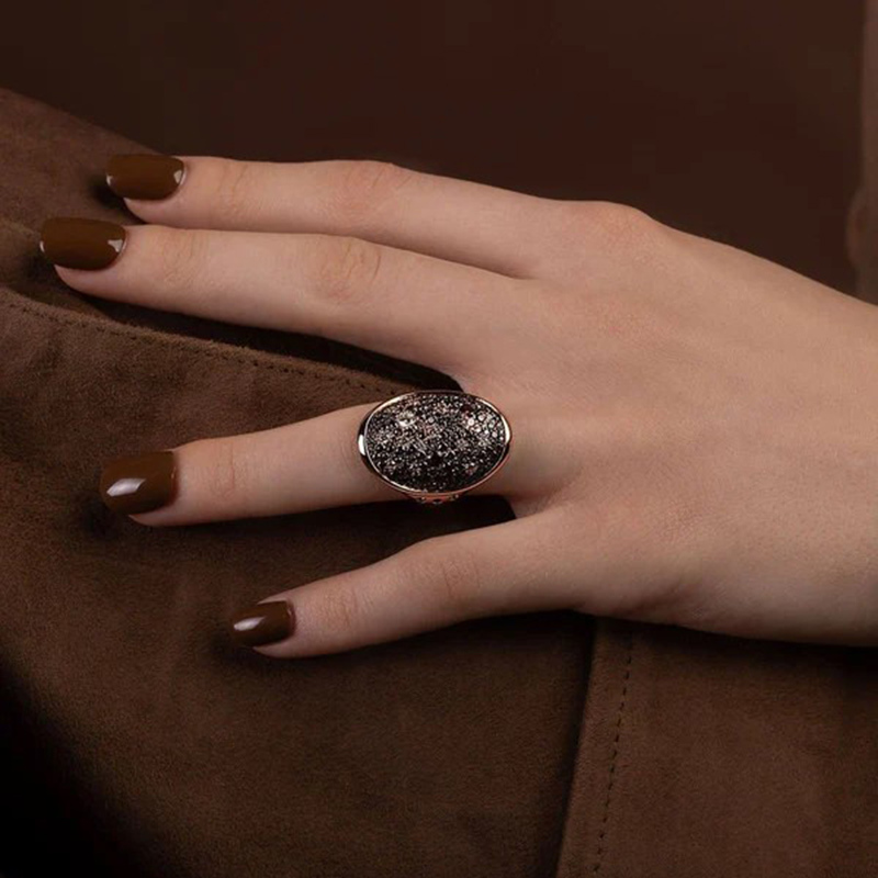 Sotiya Wide Band Coffee Cocktail Ring Sterling Silver-Sotiya