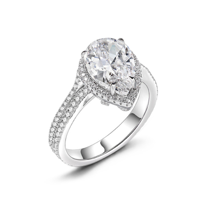 Sotiya Halo Pear Cut Engagement Ring High-carbon Zircon Sterling Silver-Sotiya