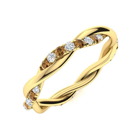 Sotiya Intertwined Vines Round Cut Coffee Eternity Ring Sterling Silver-Sotiya