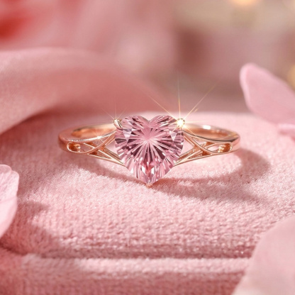 Sotiya Unique Twist Pink Heart Fantasy Starbrite Cut Engagement Ring Sterling Silver-Sotiya