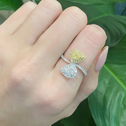 Sotiya Toi et Moi Canary Two Halo Pear Cut Engagement Ring Sterling Silver-Sotiya