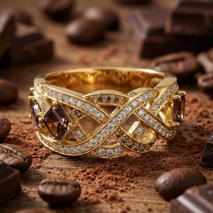 Sotiya Intertwined Knot Coffee Women's Wedding Ring Sterling Silver-Sotiya