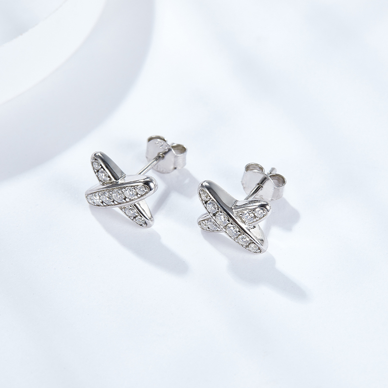 Sotiya X Design Round Cut Moissanite Stud Earrings Sterling Silver-Sotiya