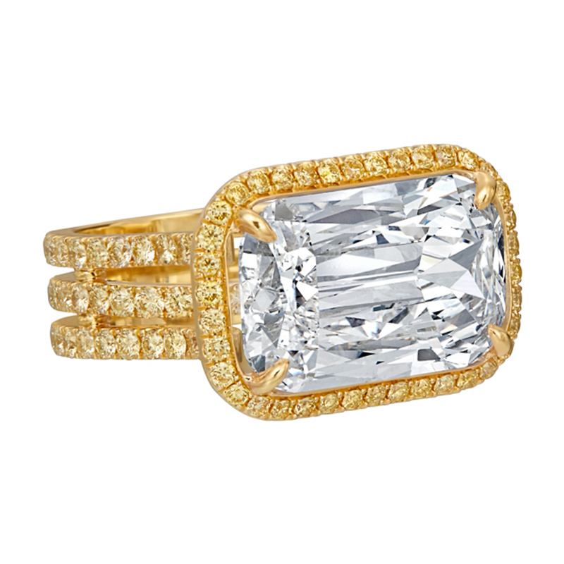 Sotiya Halo Radiant Cut East West Engagement Ring Sterling Silver-Sotiya