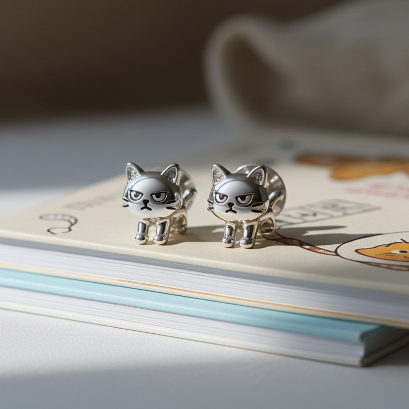 Sotiya Grumpy Cat Stud Earrings-Sotiya