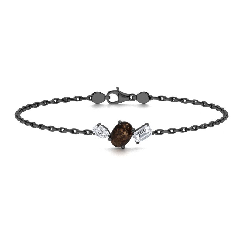 Sotiya Toi et Moi Coffee Oval, Pear and Emarald Cut Three Stone Bracelet Sterling Silver-Sotiya
