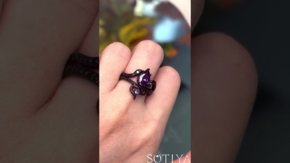 Sotiya Snake Design Amethyst Pear Cut Engagement Ring Sterling Silver