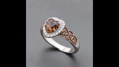 Sotiya Halo Heart Cut Knot Coffee Enamel Engagement Ring Sterling Silver