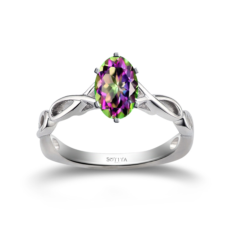 Sotiya Rainbow Mystic Quartz Oval Cut Infinity Design Engagement Ring Sterling Silver-Sotiya