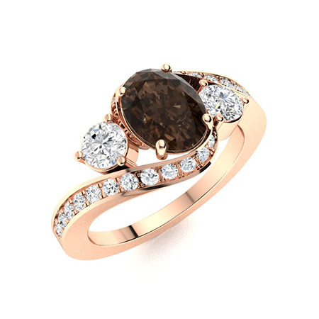 Sotiya Bypass Three Stone Coffee Oval Cut Engagement Ring Sterling Silver-Sotiya