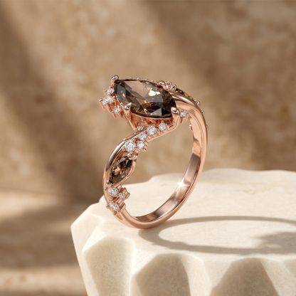 Sotiya Marquise Cut Coffee Bypass Engagement Ring Sterling Silver