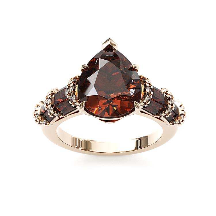 Sotiya Pear Cut Coffee Engagement Ring Sterling Silver-Sotiya