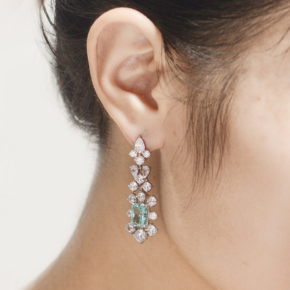 Sotiya Radiant Cut Snowflake Cluster Chandelier Earrings High-carbon Zircon Sterling Silver-Sotiya