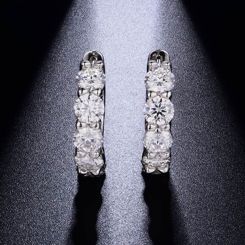 Sotiya Simple Round Cut Moissanite Hoop Earrings Sterling Silver-Sotiya