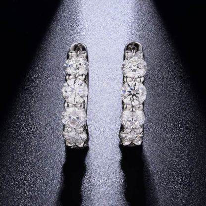 Sotiya Simple Round Cut Moissanite Hoop Earrings Sterling Silver-Sotiya