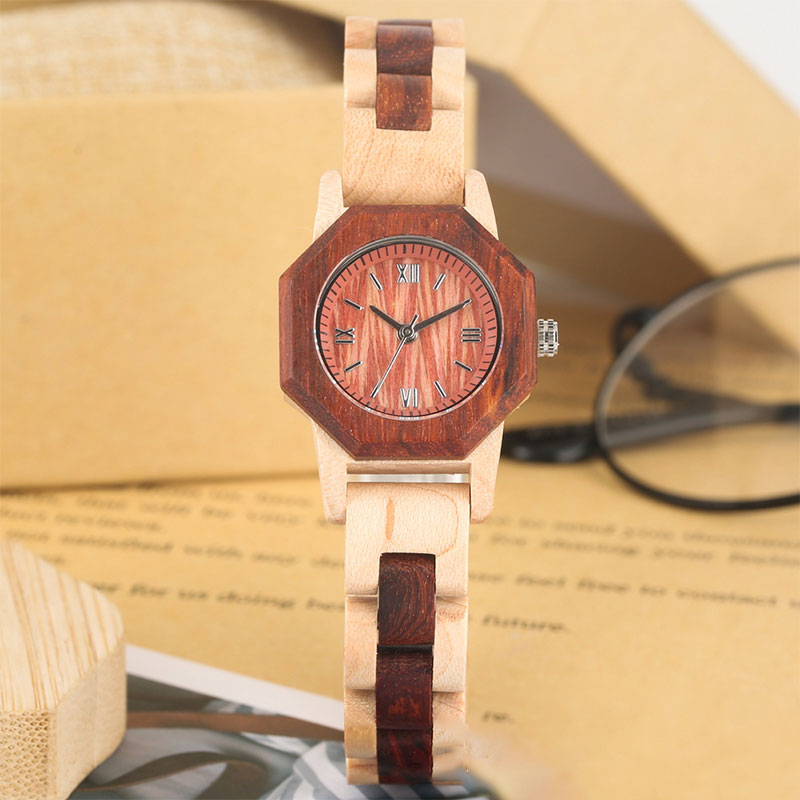 Sotiya Maple and Red Sandalwood Quartz Exquisite Ultra-thin Coffee Brown Wooden Watch-Sotiya