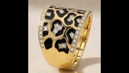 Sotiya Leopard Print Enamel Cocktail Ring Sterling Silver