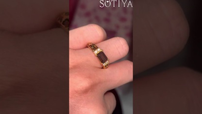 Sotiya Leopard Print East West Coffee Emerald Cut Enamel Ring Sterling Silver