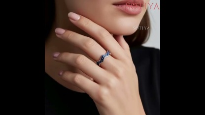 Sotiya Artist Collection Famous Painting Starry Night Inspired Enamel Open Ring Sterling Silver