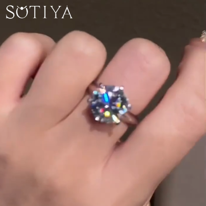 Sotiya Classic 6 Prong Round Cut Solitaire Moissanite Engagement Ring Sterling Silver