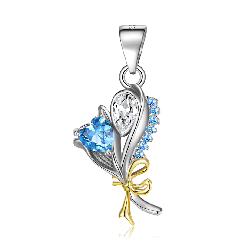 Sotiya Personalized 12 Birthstones Birth Month Flower Necklace Sterling Silver-Sotiya