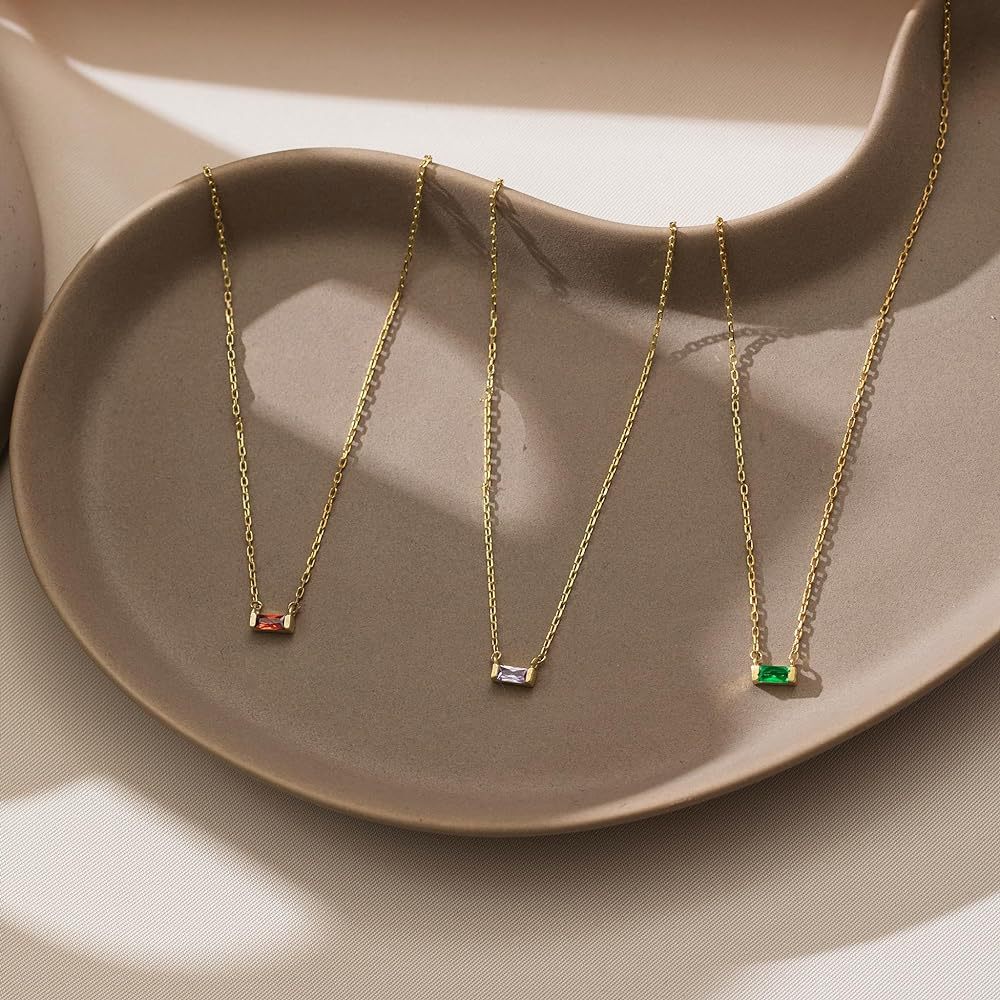 Sotiya 12 Birthstones Emerald Cut Necklace Sterling Silver-Sotiya