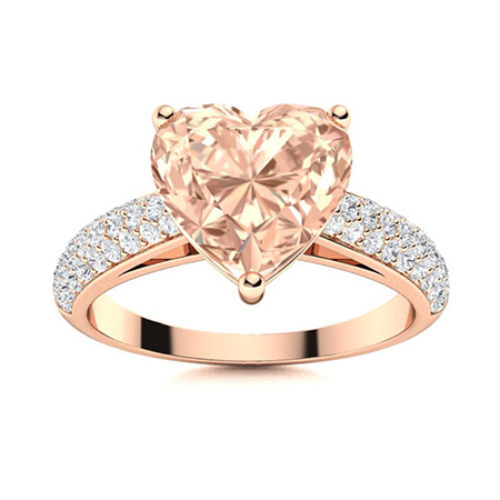 Sotiya Curved Pave Heart-Cut Morganite Engagement Ring in Sterling Silver-Sotiya