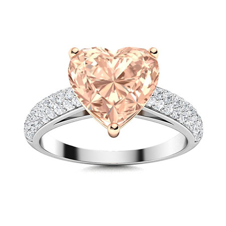 Sotiya Curved Pave Heart-Cut Morganite Engagement Ring in Sterling Silver-Sotiya