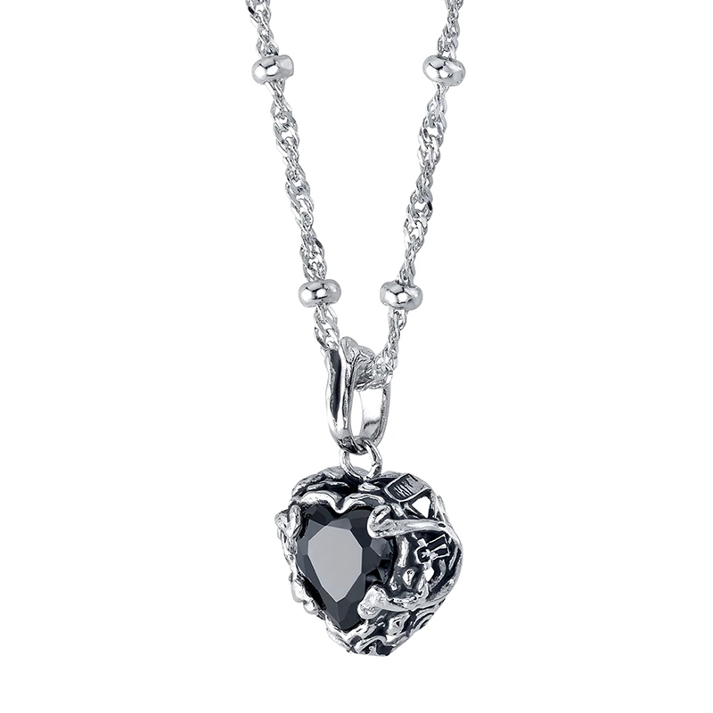Sotiya Best Buds Skull Heart Cut Pendant Necklace Sterling Silver-Sotiya