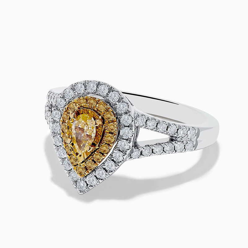 Sotiya Double Halo Two Tone Canary Pear Cut Engagement Ring Sterling Silver-Sotiya