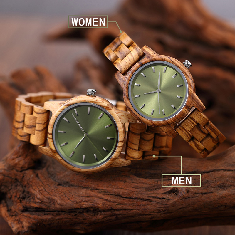 Sotiya Green/Blue/ Pink Dial Quartz Coffee Wooden Couple Watch-Sotiya