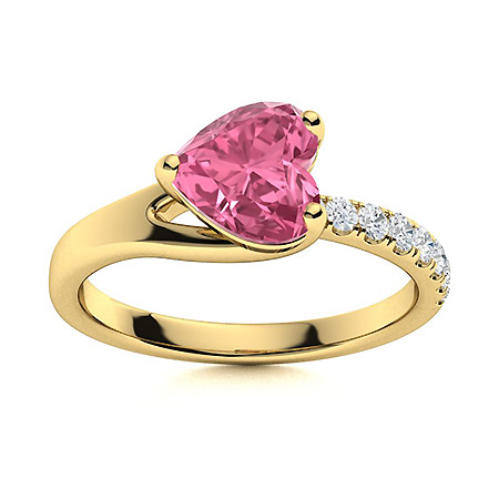 Sotiya Split Shank Hot Pink Heart Cut Engagement Ring Sterling Silver-Sotiya