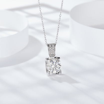 Sotiya Round Cut Moissanite Necklace Sterling Silver-Sotiya