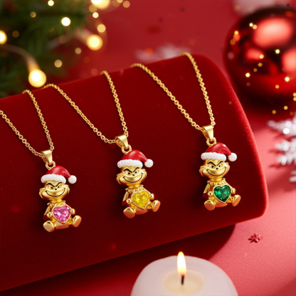 Sotiya Christmas Monster Embraces Love Heart Necklace Sterling Silver-Sotiya